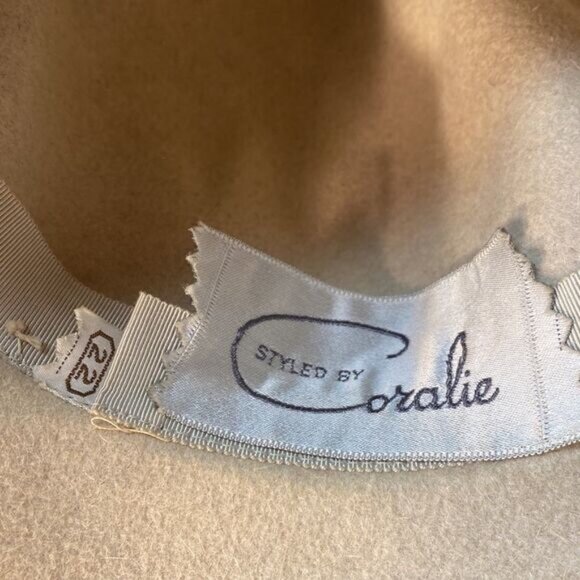 Vintage Sovereign Tan Fur Felt Floppy Hat  Ribbon Bow Boho Grannycore - Picture 5 of 7